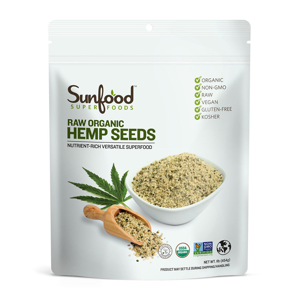 Sunfood Superfoods Raw Organic Shelled Hemp Seeds, 16 Oz